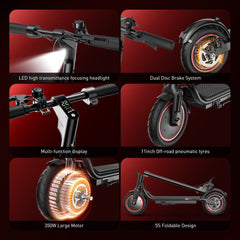Hulajnoga elektryczna W5 City, silnik 350 W, maks. prędkość 30 km/h, wyświetlacz LCD