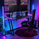 CyberCart Biurko komputerowe Zestawy sprzętu do gier (Biurko gamingowe + fotel gamingowy + lampa RGB + mata podłogowa)