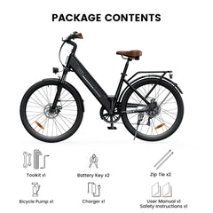 CyberCart Commuter E-Bike isinwheel UcityS trekkingowe rower elektryczny 250W silnik 90km zasięg