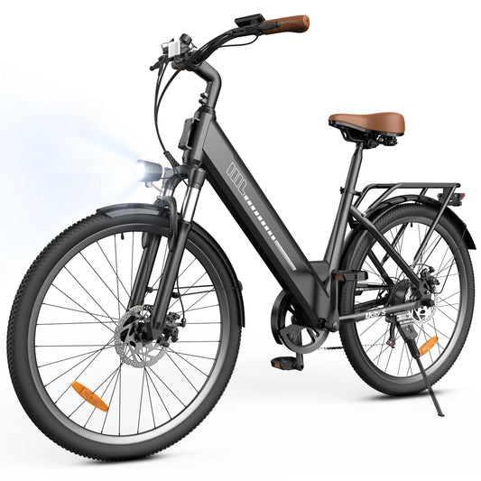 CyberCart Commuter E-Bike czarny isinwheel UcityS trekkingowe rower elektryczny 250W silnik 90km zasięg