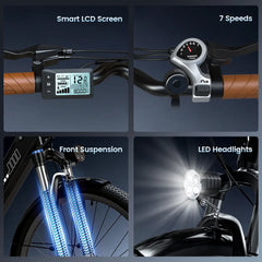 CyberCart Commuter E-Bike isinwheel UcityS trekkingowe rower elektryczny 250W silnik 90km zasięg