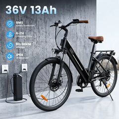 CyberCart Commuter E-Bike isinwheel UcityS trekkingowe rower elektryczny 250W silnik 90km zasięg