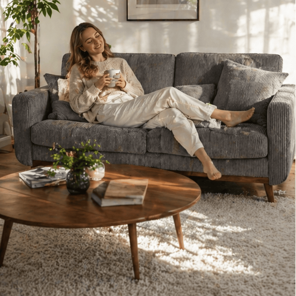 CyberCart Sofa LMJSF09 Sofa sztruksowa 2-osobowa Inercja – Ergonomiczne Tech Lounge do Biura, Salonu i Pokoju Gracza
