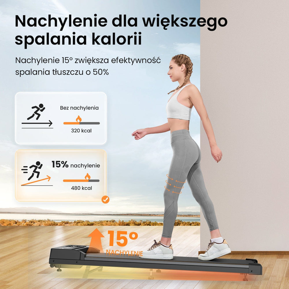 Bieżnia JT31 z nachyleniem 15° zwiększającym spalanie kalorii