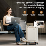 CyberCart Electric Riding Luggage Electric Riding Luggage - 1TB Capacity, 36km Range, 8 MPH, 250W motor, Ultra-Lightweight Smart Travel Companion - PCD2501-White