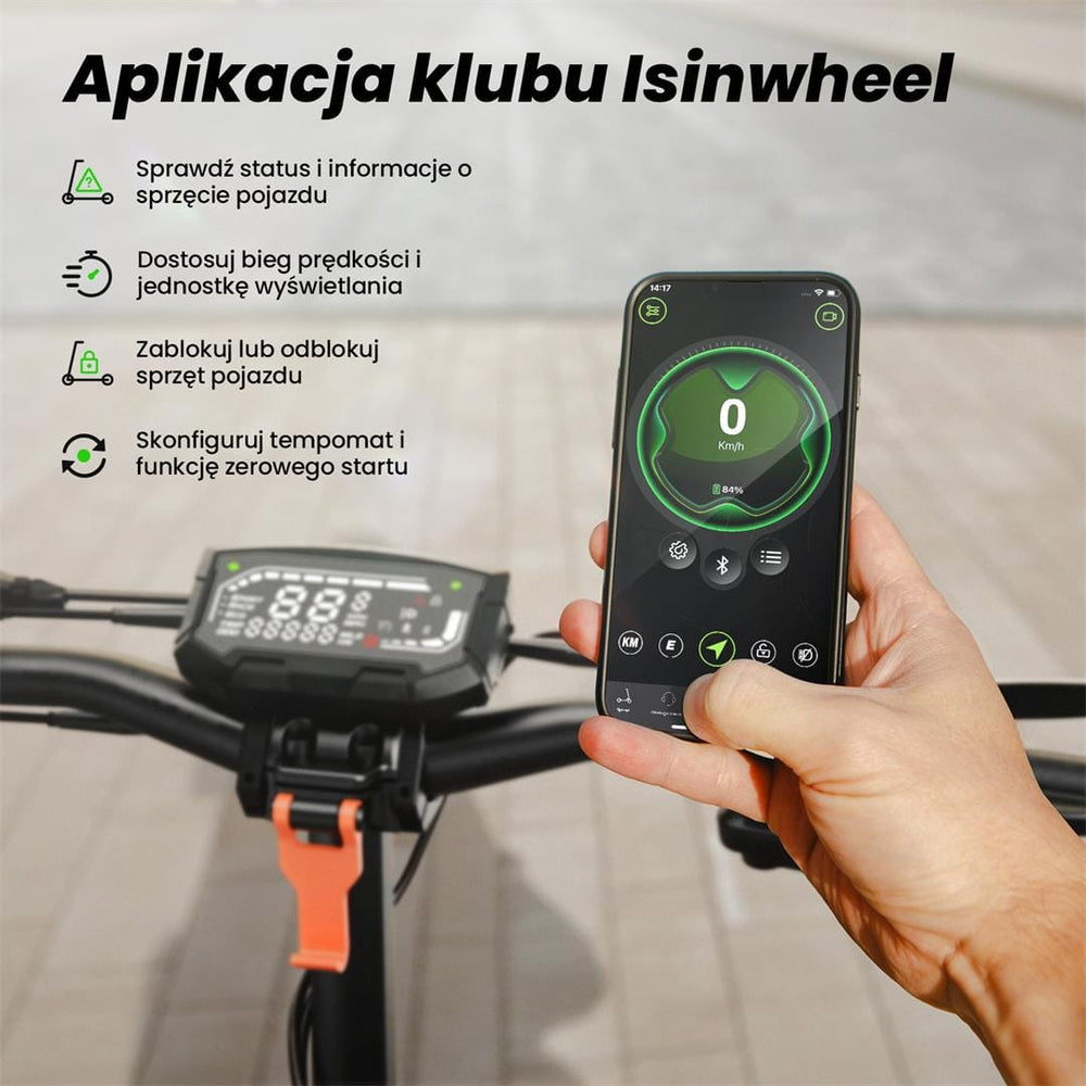 iSinwheel Skuter Elektryczny Terenowy Hulajnoga Elektryczna D2 1000W Składana Off-Road, Zasięg 55 km, Mocny Silnik