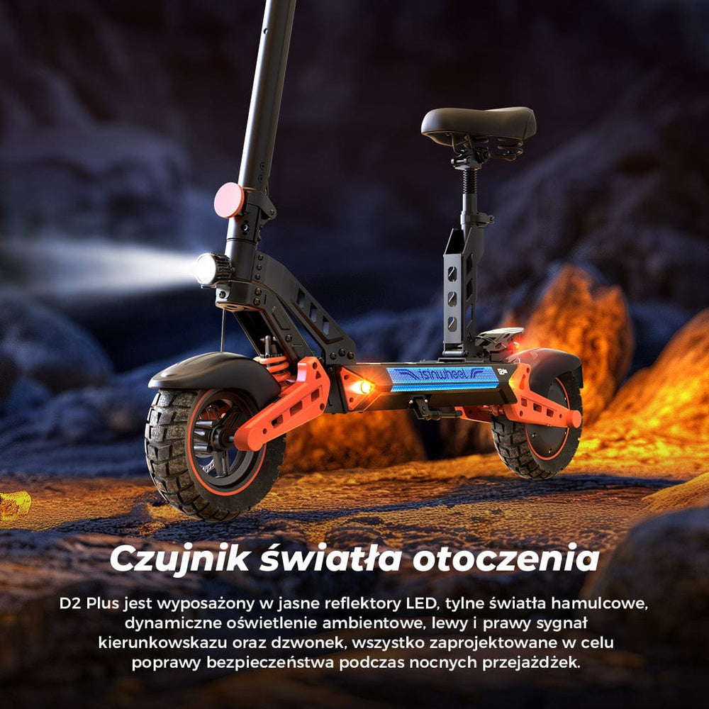 iSinwheel Skuter Elektryczny Terenowy Hulajnoga Elektryczna D2Plus 1000W Składana Off-Road, Zasięg 60-65 km, Mocny Silnik