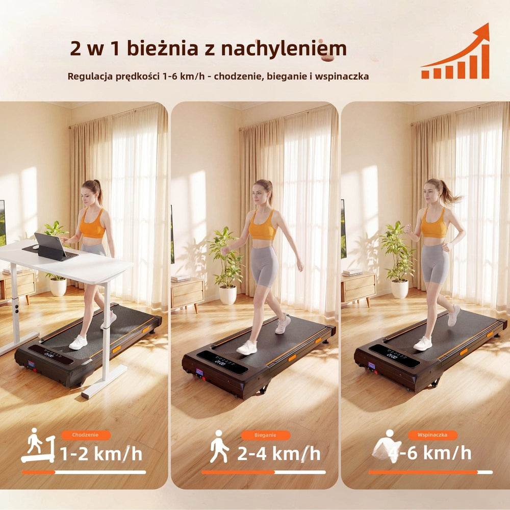 Bieżnia 2 w 1 JT32 – tryb biegania i chodzenia z regulacją nachylenia