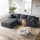 CyberCart Sofa Szary LHMSF01 Sofa w kształcie litery L z dwuwarstwowej gąbki, czteroosobowa z szezlongiem, nie wymaga montażu