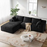 CyberCart Sofa Czarny LHMSF01 Sofa w kształcie litery L z dwuwarstwowej gąbki, czteroosobowa z szezlongiem, nie wymaga montażu