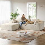 CyberCart Sofa LHMSF01 Sofa w kształcie litery L z dwuwarstwowej gąbki, czteroosobowa z szezlongiem, nie wymaga montażu