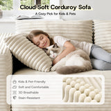 CyberCart Sofa LHMSF01 Sofa w kształcie litery L z dwuwarstwowej gąbki, czteroosobowa z szezlongiem, nie wymaga montażu