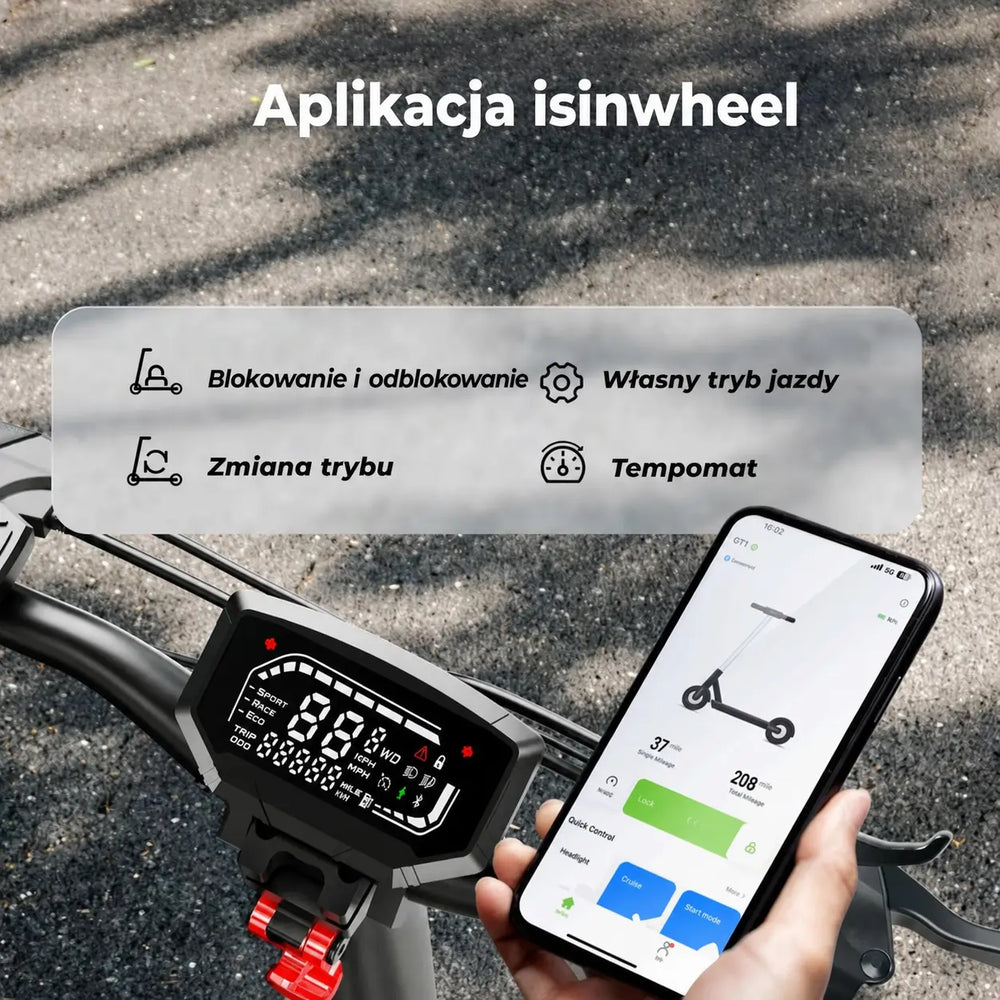 iSinwheel Hulajnoga Elektryczna Terenowa Terenowa hulajnoga elektryczna isinwheel GT1 800W (45 km/h, składana)