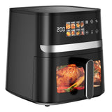 CyberCart Frytkownica powietrzna Czarny Patbrela AF303 Frytkownica powietrzna beztłuszczowa 7 l, 1350 W, 8 programów wstępnych z przezroczystym okienkiem, ekranem dotykowym LED, maks. 200°C