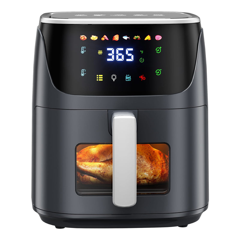 CyberCart Frytkownica powietrzna Patbrela AF304 Frytkownica beztłuszczowa 7,5 l, 1500 W, 8 programów wstępnych z przezroczystym okienkiem, ekran dotykowy LED, maks. 200°C