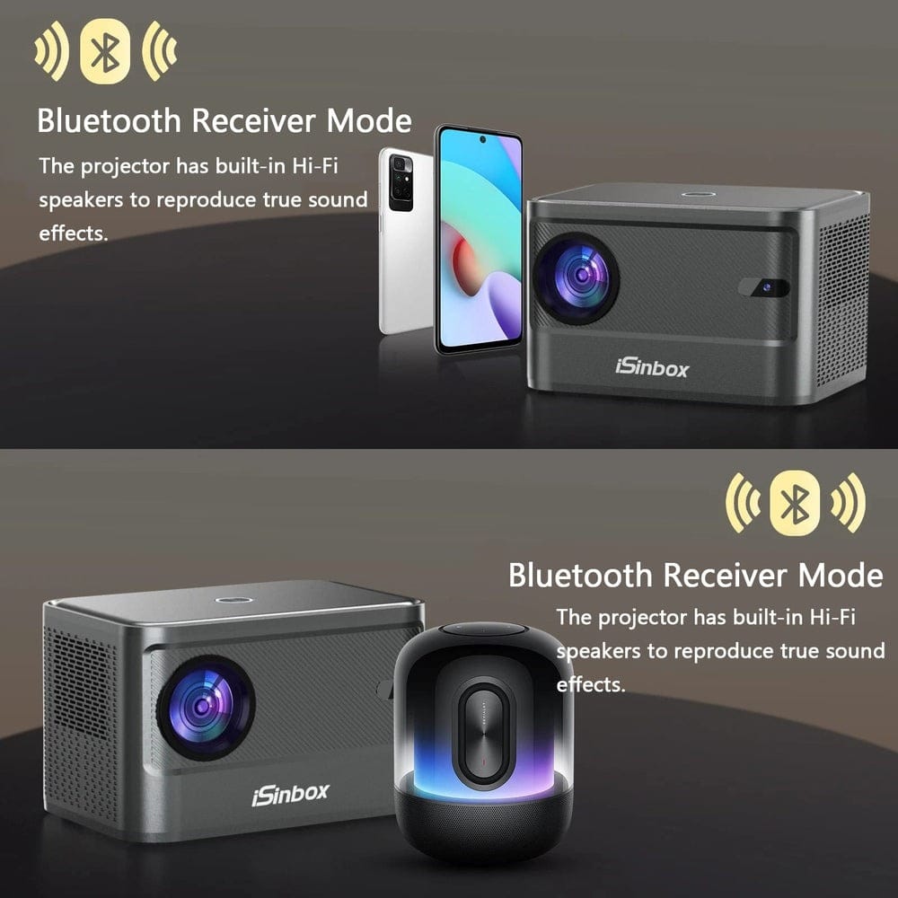 CyberCart projektor Szary isinbox A40C przenośny projektor 4k UHD Wi-Fi Bluetooth LCD z autofokusem