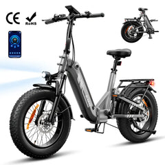 iSinwheel Elektryczny rower miejski Szary Rower elektryczny isinwheel EB8 Fat o zasięgu 144 km z czujnikiem momentu obrotowego i hydraulicznymi hamulcami tarczowymi