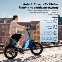 iSinwheel Elektryczny rower miejski Rower elektryczny isinwheel EB8 Fat o zasięgu 144 km z czujnikiem momentu obrotowego i hydraulicznymi hamulcami tarczowymi