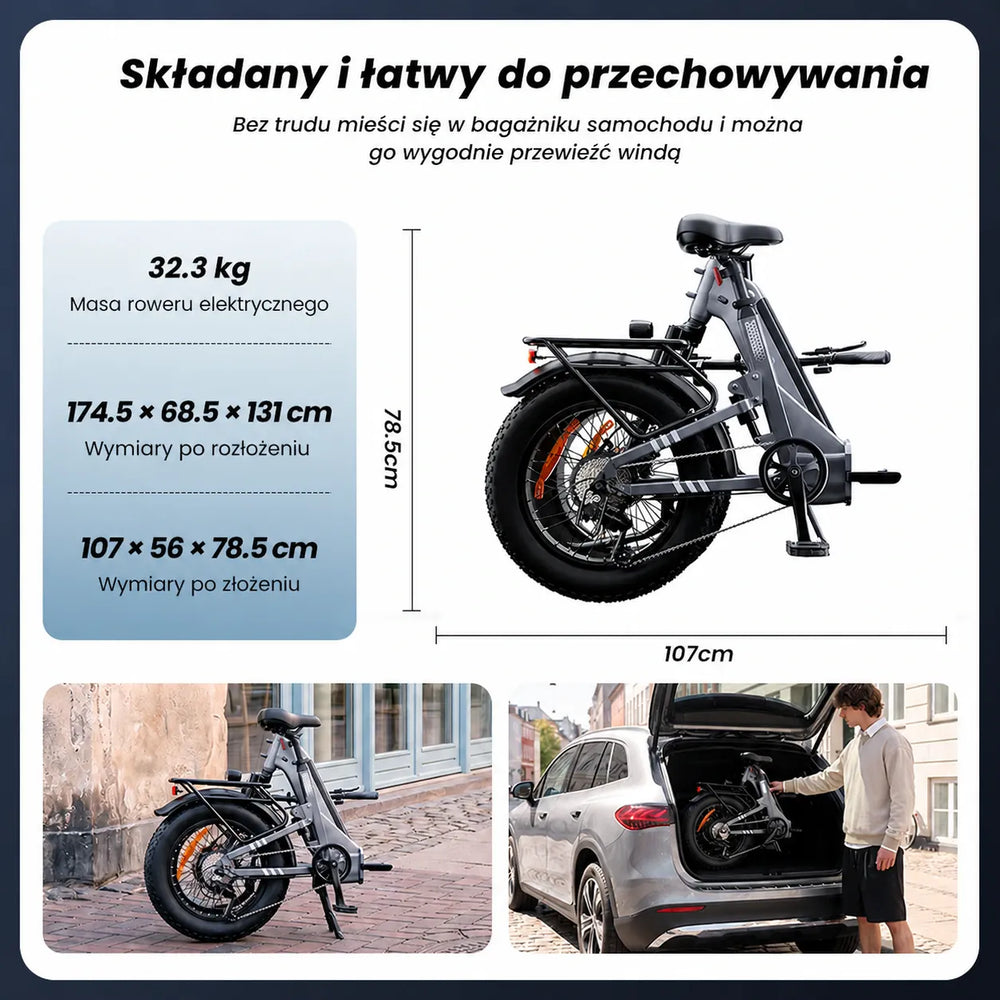 iSinwheel Elektryczny rower miejski Rower elektryczny isinwheel EB8 Fat o zasięgu 144 km z czujnikiem momentu obrotowego i hydraulicznymi hamulcami tarczowymi