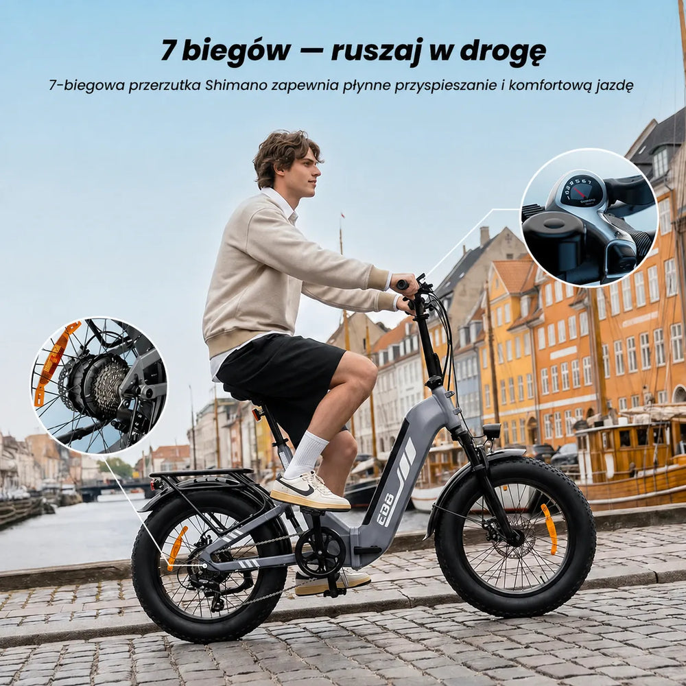 iSinwheel Elektryczny rower miejski Rower elektryczny isinwheel EB8 Fat o zasięgu 144 km z czujnikiem momentu obrotowego i hydraulicznymi hamulcami tarczowymi