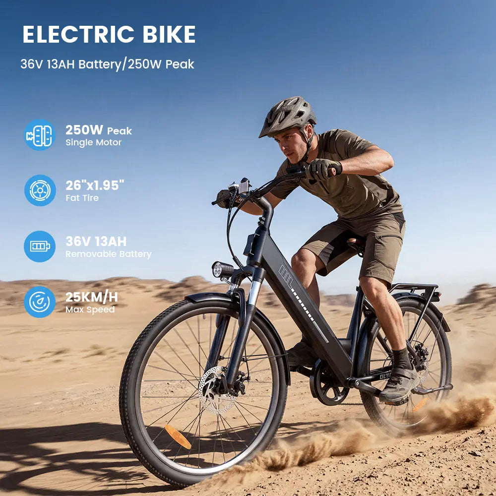 CyberCart Commuter E-Bike isinwheel UcityS trekkingowe rower elektryczny 250W silnik 90km zasięg