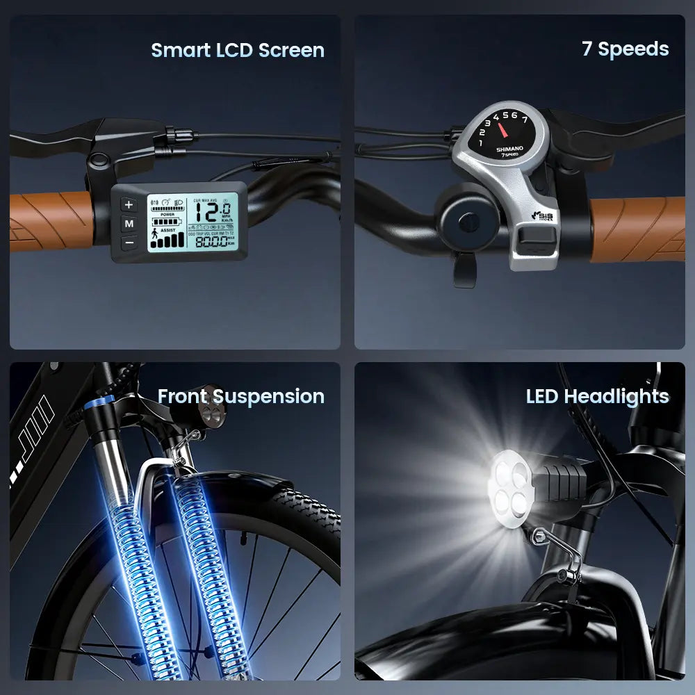 CyberCart Commuter E-Bike isinwheel UcityS trekkingowe rower elektryczny 250W silnik 90km zasięg
