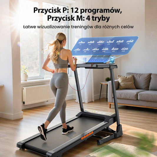 Jagjog Bieżnia Domowa Bieżnia Domowa JT61 AutoPoziom: Nachylenie 1-15%, 13,5 km/h, Składana, Certyfikowana CE