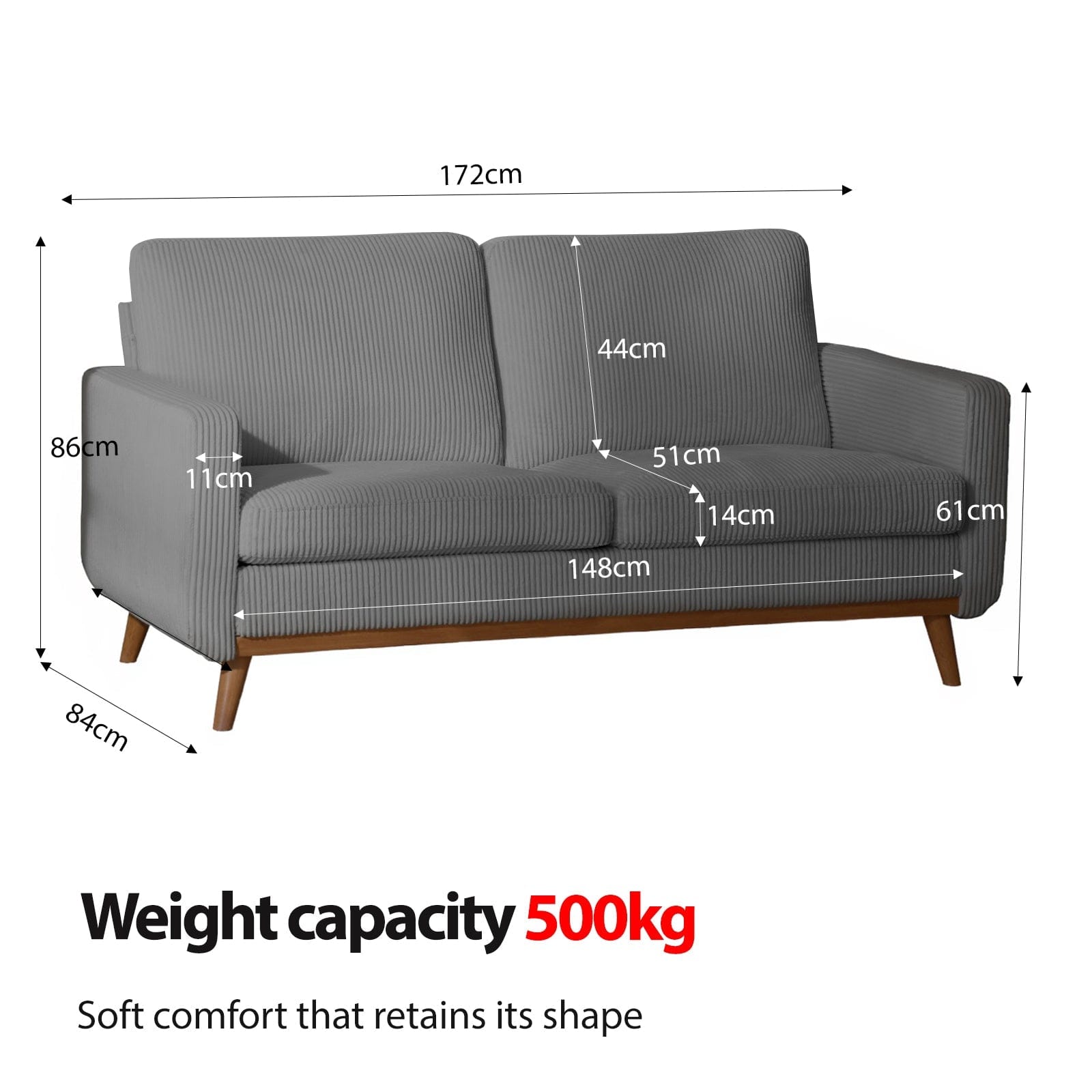 Demonstracja stabilności i wysokiej nośności (do 400 kg) minimalistycznej sofy Ares Inertia
