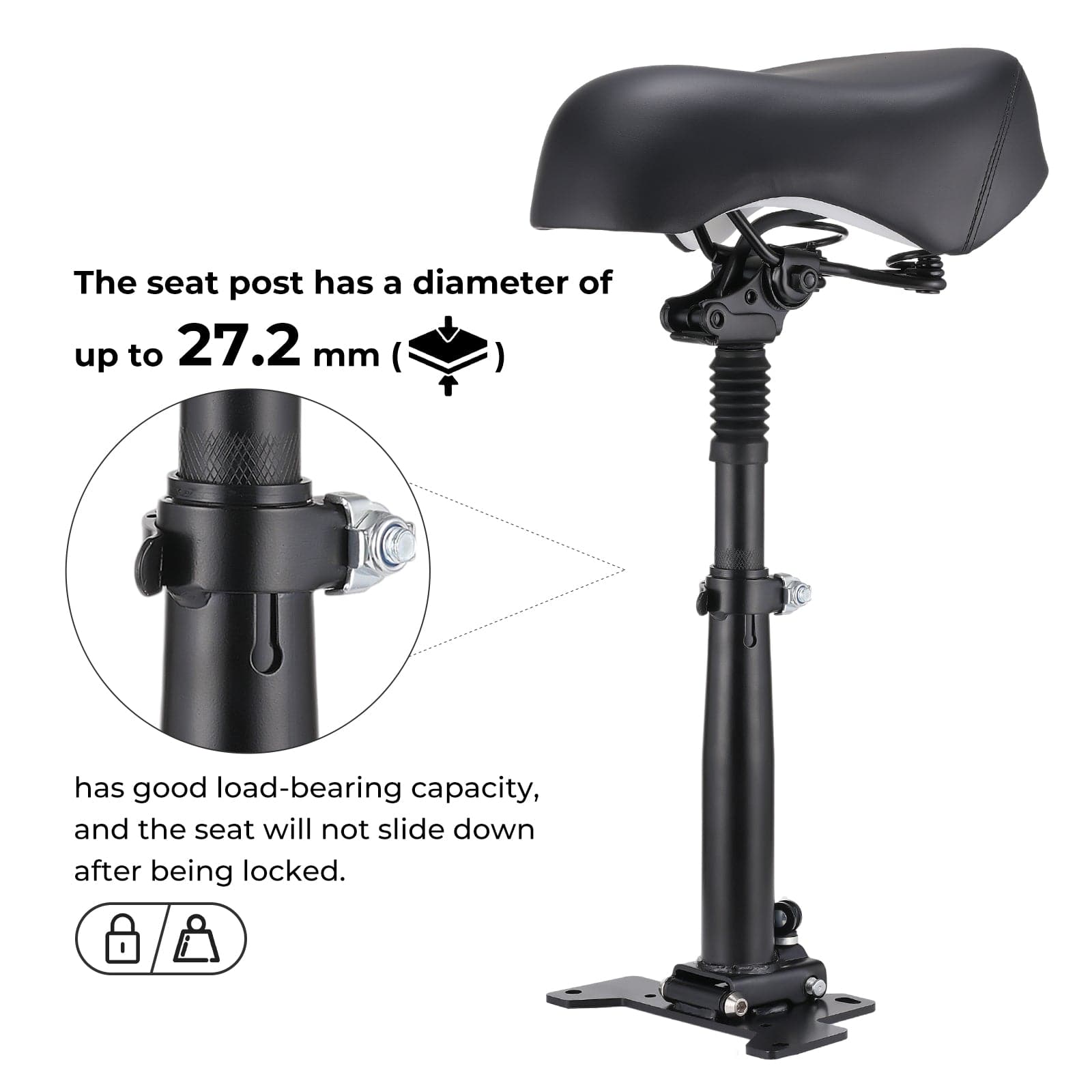 CyberCart Accessories-Adjustable Seat Adjustable and Foldable Seat 18.5-20.87 Inches Height for Electric Scooter Model GT2
