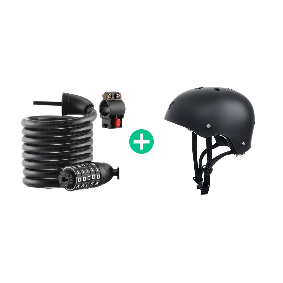CyberCart Accessories-Cycling Helmet & Password Lock Riding Essentials Bundle: Adult Black Cycling Helmet & Password Lock