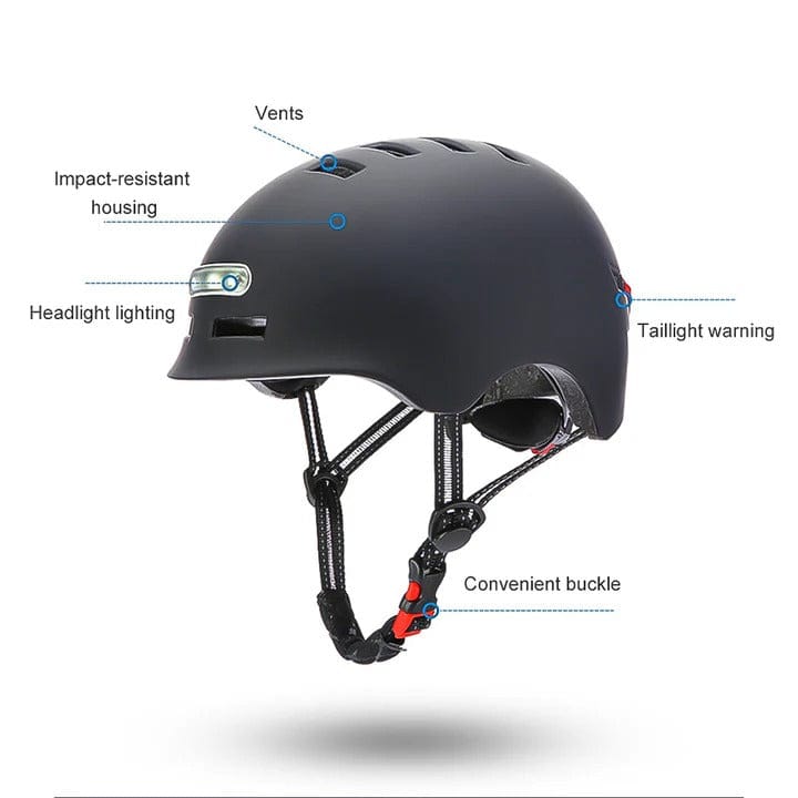 CyberCart Accessories - Smart Cycling Helmet l-58-61-cm Smart Cycling Helmet with 750mAh Long-Lasting, Shockproof Headlight & Taillight Combo