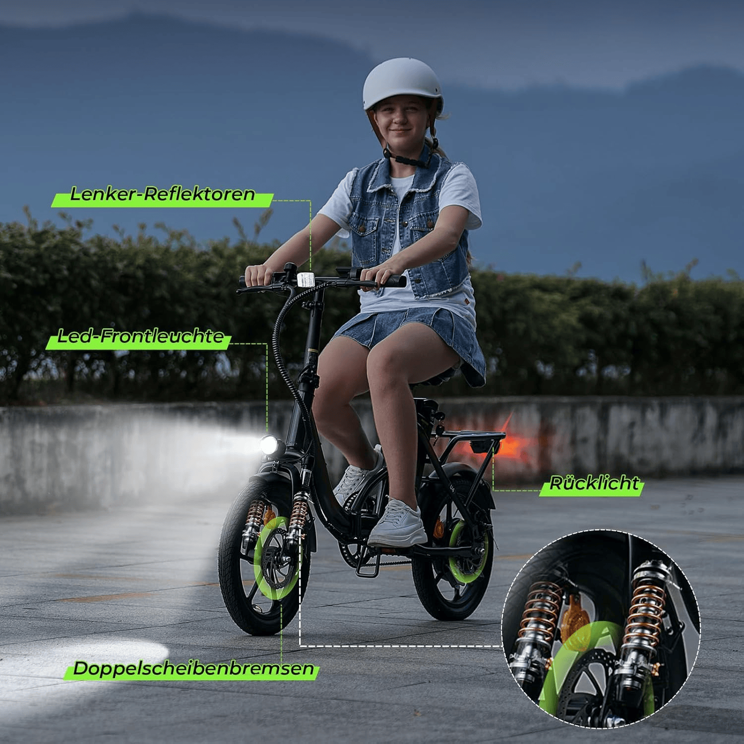 CyberCart Commuter E-Bike Electric Bike U4 Commuter 16" Fat Tires, Peak 750 W, 88 KM Range Step-Thru Foldable E-Bike