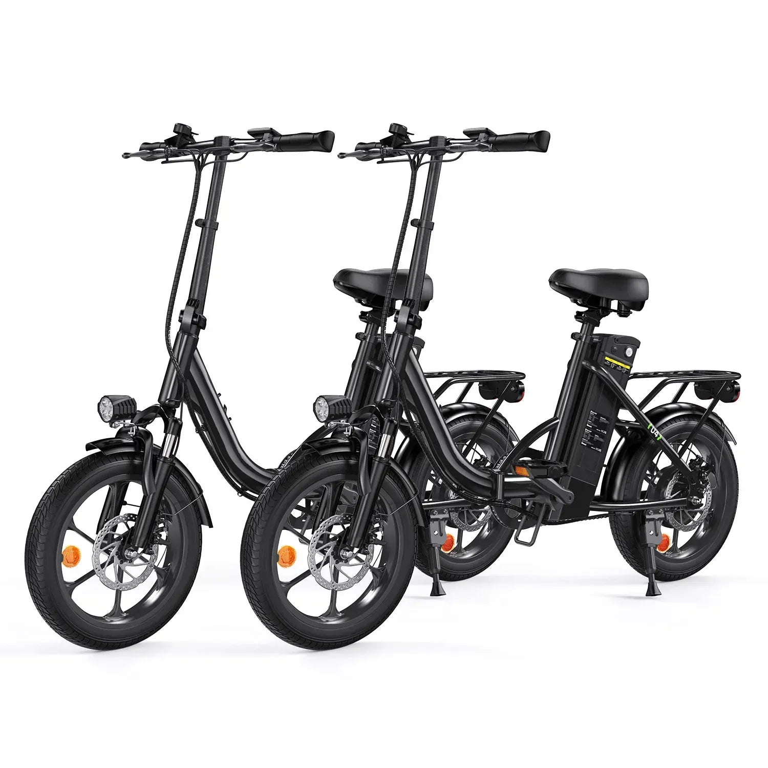 CyberCart Commuter E-Bike U4-Black-2-Units Electric Bike U4 Commuter 16" Fat Tires, Peak 750 W, 88 KM Range Step-Thru Foldable E-Bike