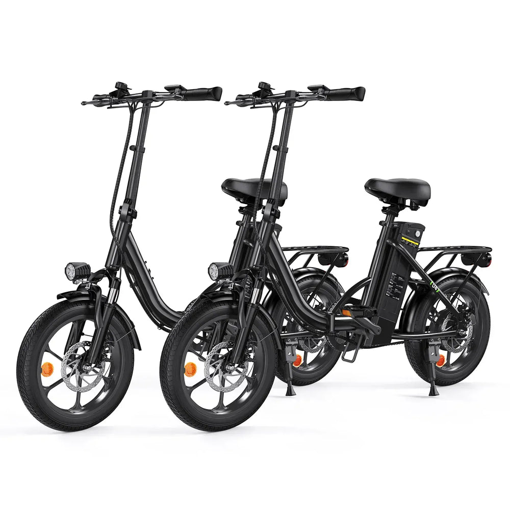 CyberCart Commuter E-Bike U4-Black-2-Units Electric Bike U4 Commuter 16" Fat Tires, Peak 750 W, 88 KM Range Step-Thru Foldable E-Bike