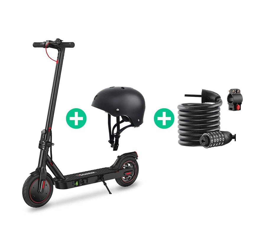 CyberCart E-Scooter Bundle Accessories Bundle: CE Approval i8 Commuter E-Scooter 350W, 25KM/H, 8.5“ Tires with Black Helmet & Password Cable Lock