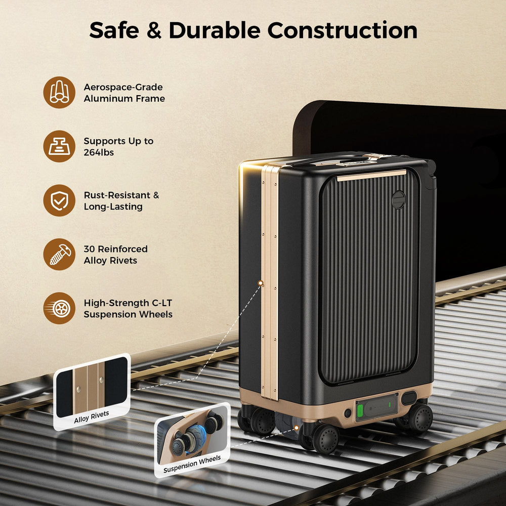 CyberCart Electric Riding Luggage Electric Riding Luggage - 1TB Capacity, 36km Range, 8 MPH, 250W motor, Ultra-Lightweight Smart Travel Companion - PCD2501-White