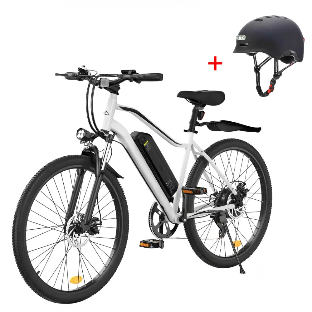 CyberCart Elektryczny rower miejski Biały+Kask isinwheel EB3 Rower Elektryczny | 250W, 100 km Zasięgu