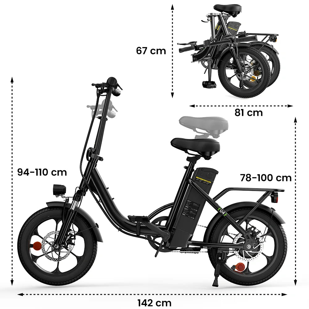 iSinwheel Elektryczny rower miejski isinwheel U4 Składany Rower Elektryczny Miejski | 250W, 88 km Zasięgu, E-bike do Miasta