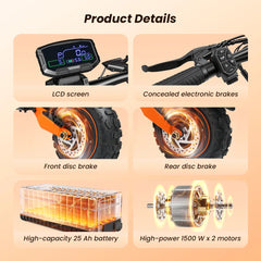 iSinwheel Hulajnoga Elektryczna Terenowa Hulajnoga elektryczna iScooter W12, silnik 3000 W, zasięg 100 km