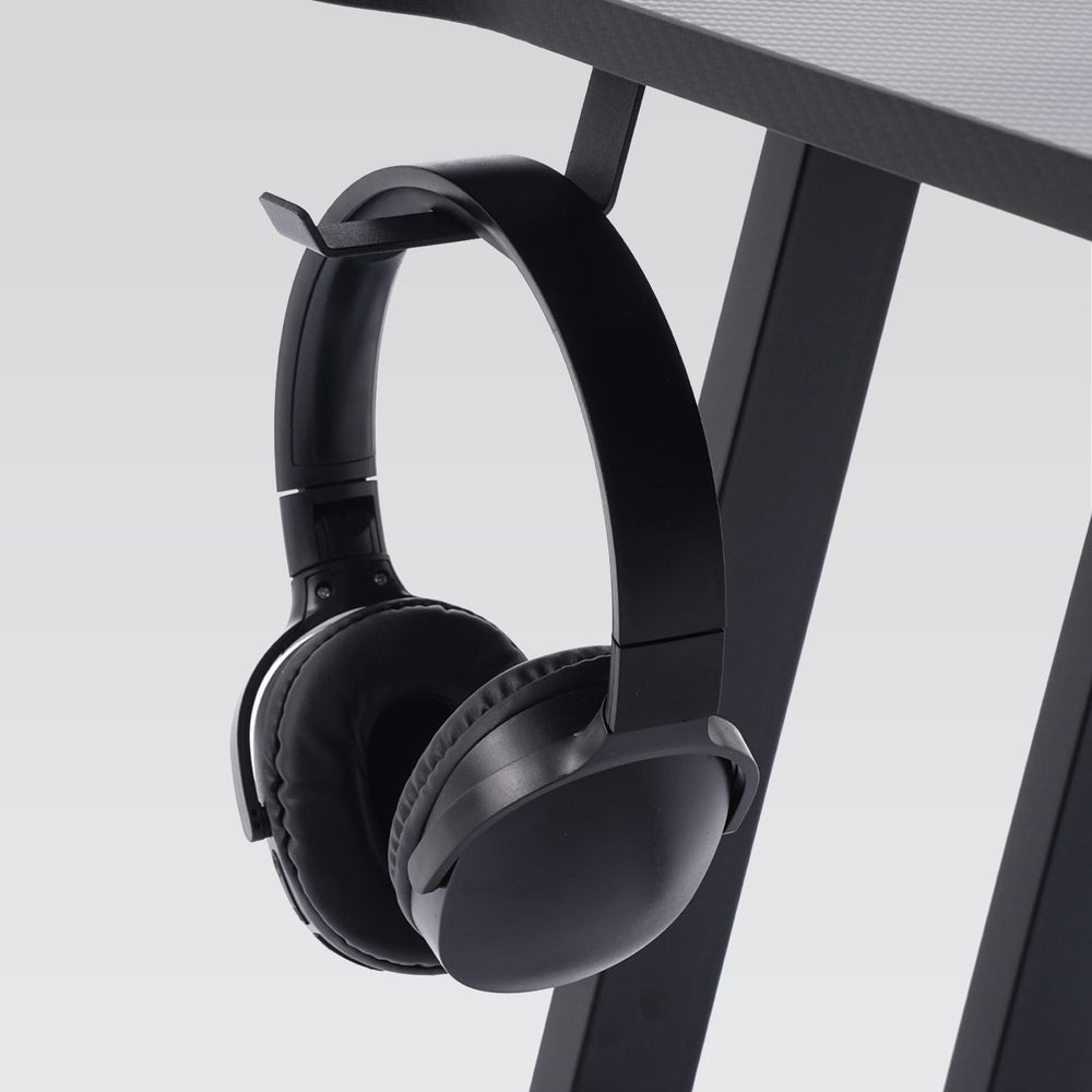 CyberCart Biurko komputerowe Biurko gamingowe z oświetleniem otoczenia, systemem zarządzania kablami, ładowaniem i podstawką