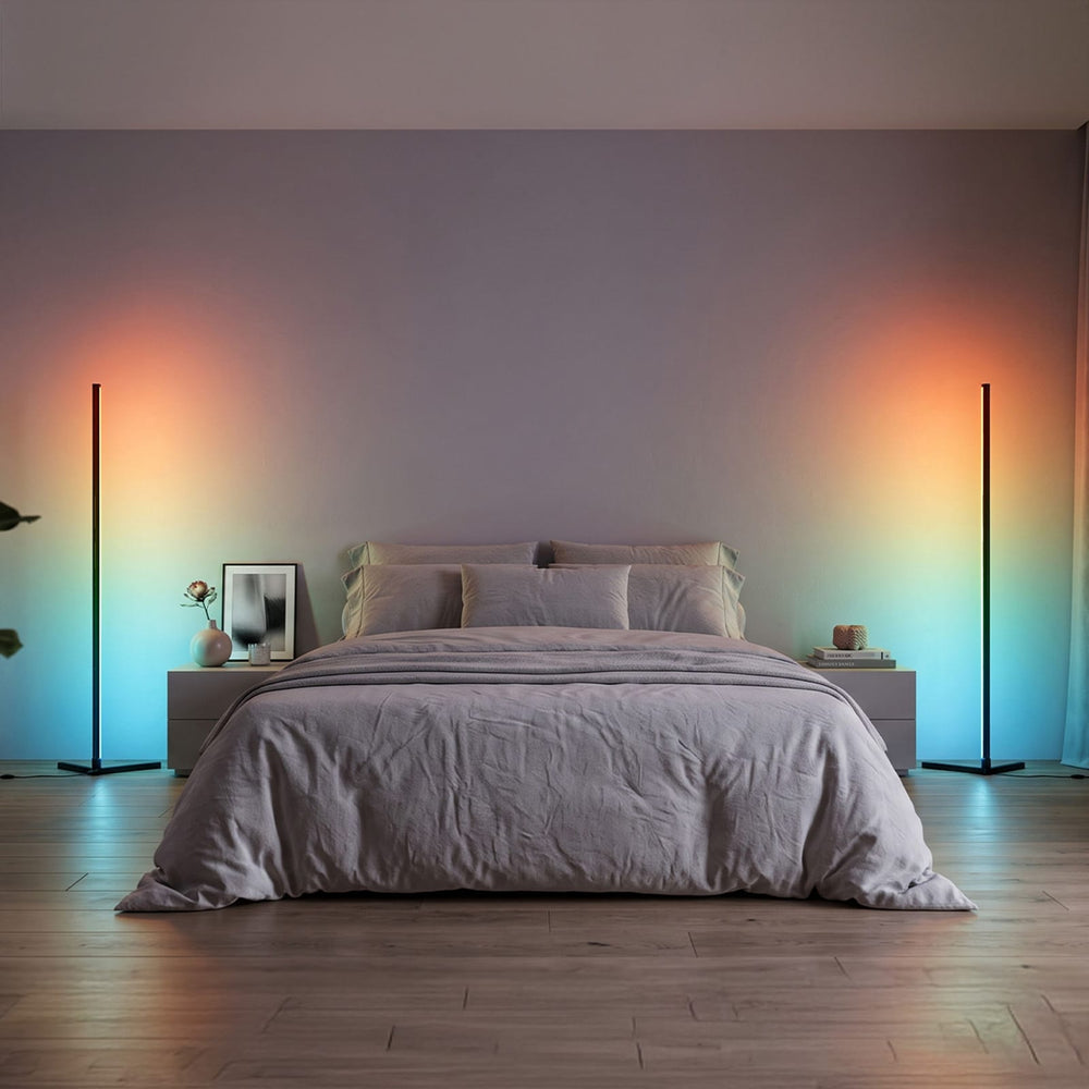 CyberCart Inteligentne oświetlenie otoczenia RGB z aplikacją i pilotem Lampa podłogowa