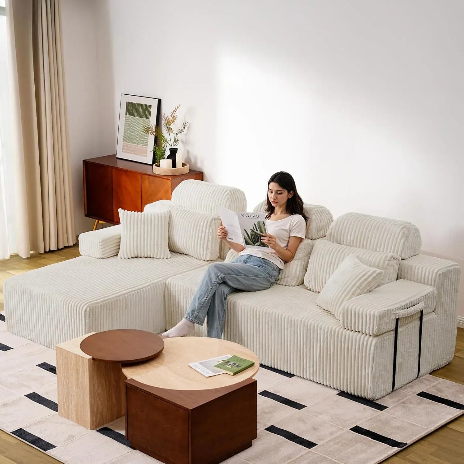 CyberCart Sofa HOMRELEXA LHMSF08 Sofa narożna z wysokim oparciem w kształcie litery L