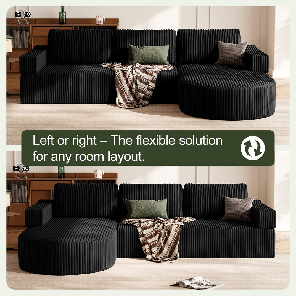 CyberCart Sofa HOMRELEXA LHMSF11 Narożna sofa z funkcją spania w kształcie litery L, kanapa typu „Cloud” bez kości, rozkładana sofa z siedziskiem 75 cm,
