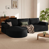 CyberCart Sofa Czarny HOMRELEXA LHMSF11 Narożna sofa z funkcją spania w kształcie litery L, kanapa typu „Cloud” bez kości, rozkładana sofa z siedziskiem 75 cm,