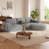 CyberCart Sofa Szary HOMRELEXA LHMSF11 Narożna sofa z funkcją spania w kształcie litery L, kanapa typu „Cloud” bez kości, rozkładana sofa z siedziskiem 75 cm,