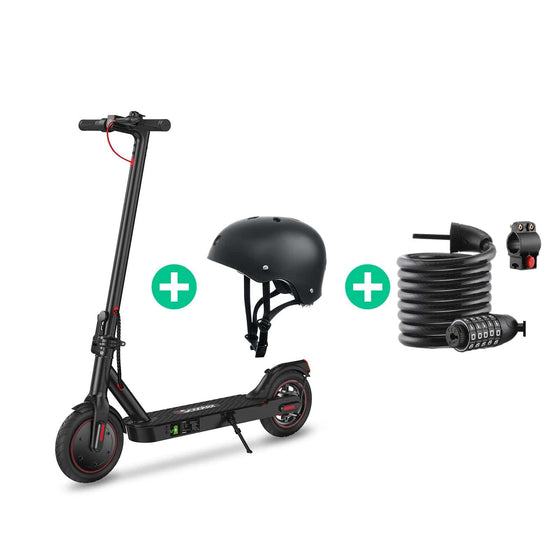 CyberCart Zestaw Akcesoriów do Hulajnogi Elektrycznej Zestaw Hulajnoga Elektryczna i8 350W 25 km/h + Kask Czarny i Zamek CE