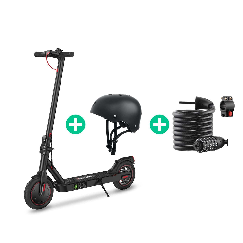 CyberCart Zestaw Akcesoriów do Hulajnogi Elektrycznej Zestaw Hulajnoga Elektryczna i8 350W 25 km/h + Kask Czarny i Zamek CE