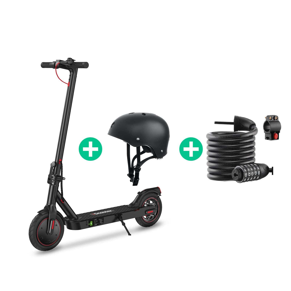 CyberCart Zestaw Akcesoriów do Hulajnogi Elektrycznej Zestaw Hulajnoga Elektryczna i8 350W 25 km/h + Kask Czarny i Zamek CE
