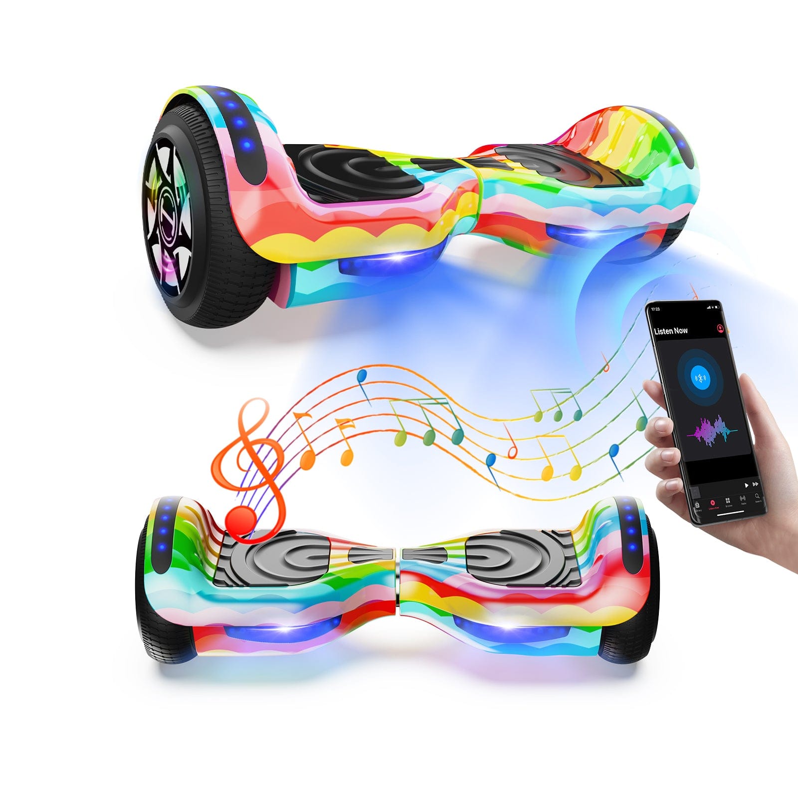 iHoverboard Hoverboard dla Dzieci H1-Tęcza Hoverboard H1 dla Dzieci 6,5" Bluetooth LED CE Dinozaur
