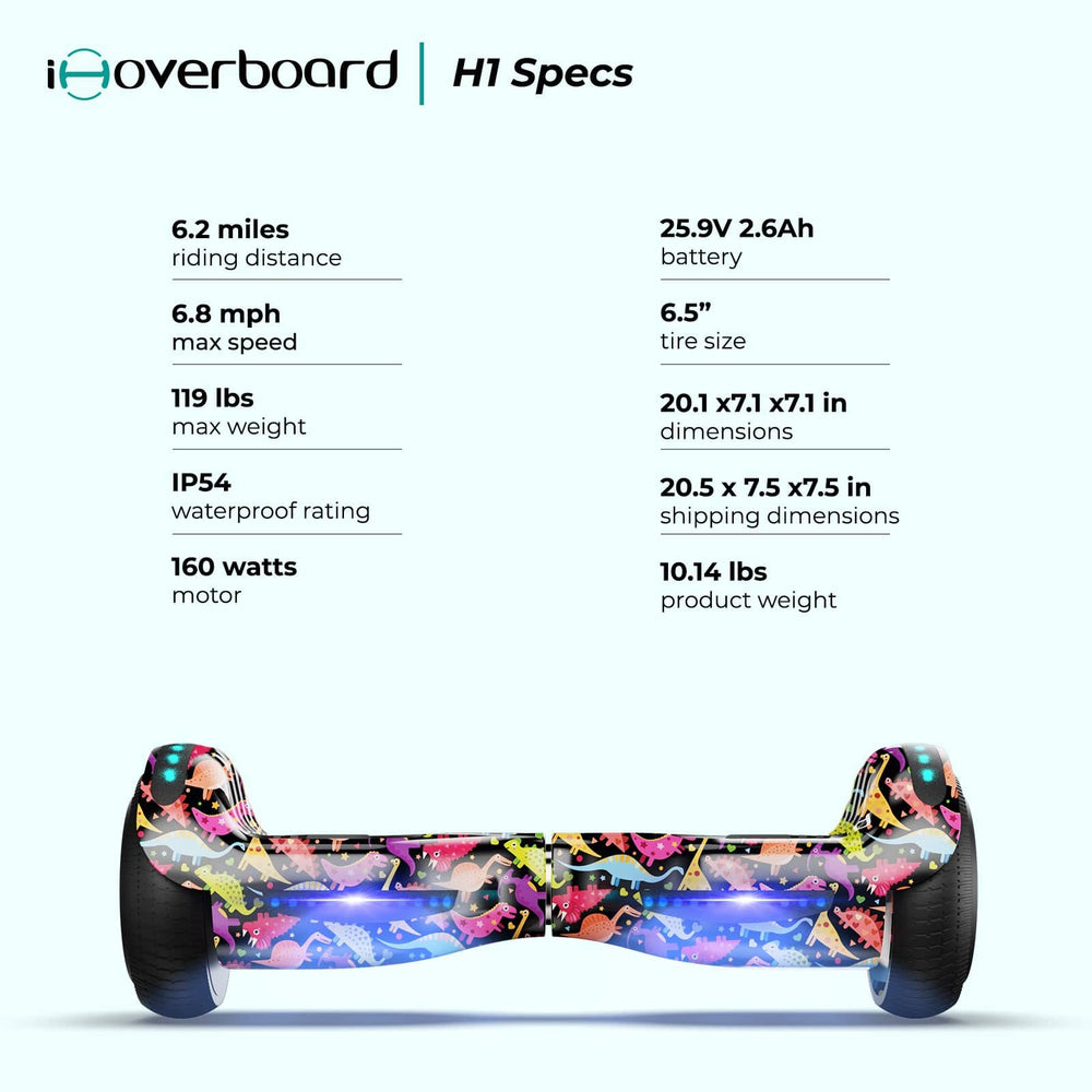 iHoverboard Hoverboard dla Dzieci Hoverboard H1 dla Dzieci 6,5" Bluetooth LED CE Dinozaur